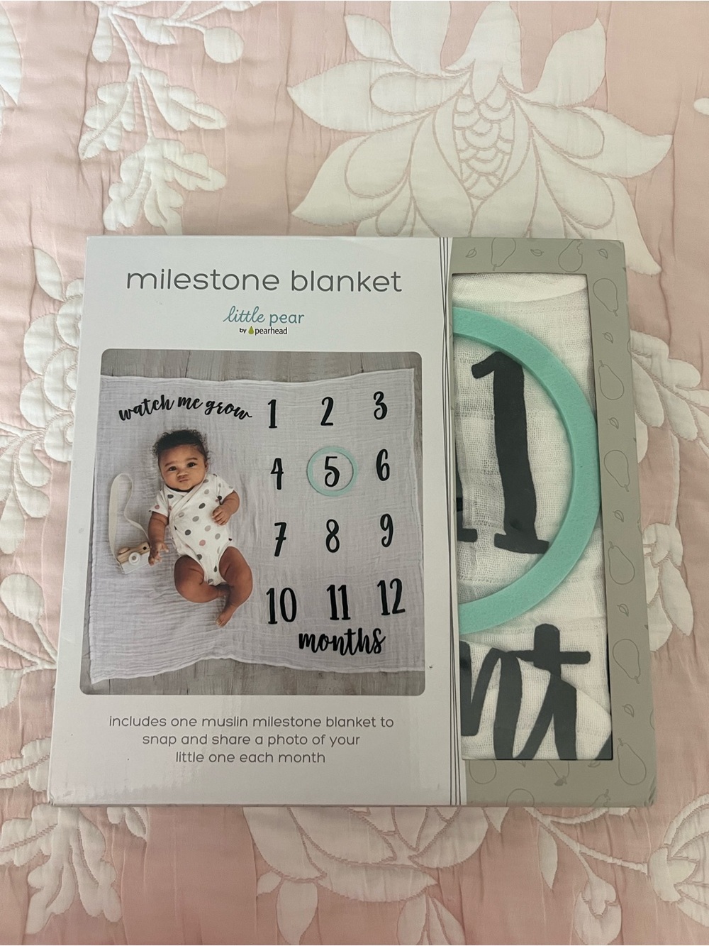 milestone blanket little pear muslin monthly photo prop - mint accents